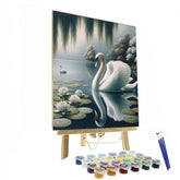 Elegant Swan Lake Reflection - DIY Painting By Numbers Kit