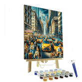 Bustling New York Street Scene - DIY Painting By Numbers Kit