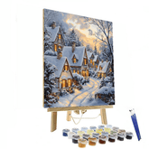 Kinkade Inspired Illuminated Winter Wonderland - DIY Painting By Numbers Kit