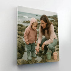 Mother and Child Exploring Tide Pools - DIY Painting By Numbers Kit