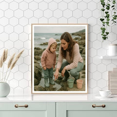 Mother and Child Exploring Tide Pools - DIY Painting By Numbers Kit