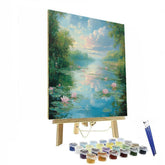 Claude Monet Inspired Serene Lotus Pond - DIY Painting By Numbers Kit
