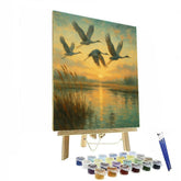 Crane Sunrise Passage - DIY Painting By Numbers Kit
