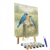 Bluebird Fence Harmony - DIY Painting By Numbers Kit