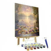 Monet Inspired Water Lilies at Dawn - DIY Painting By Numbers Kit