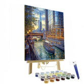 Chicago Riverwalk Architecture Chicago United States - DIY Painting By Numbers Kit