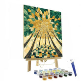 Gustav Klimt Inspired Golden Forest Canopy Mosaic - DIY Painting By Numbers Kit