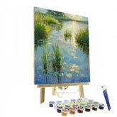 Claude Monet Inspired Dappled Light on Garden Pond Edge - DIY Painting By Numbers Kit