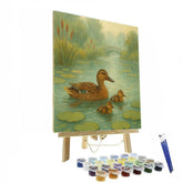 Ducks Among Lilies at Soft Rainfall - DIY Painting By Numbers Kit