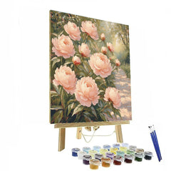 Claude Monet Inspired Peony Border in Afternoon Light - DIY Painting By Numbers Kit