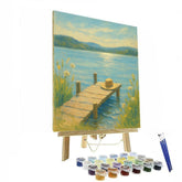 Wildflower Dock on a Gentle Summer Blue Lake - DIY Painting By Numbers Kit