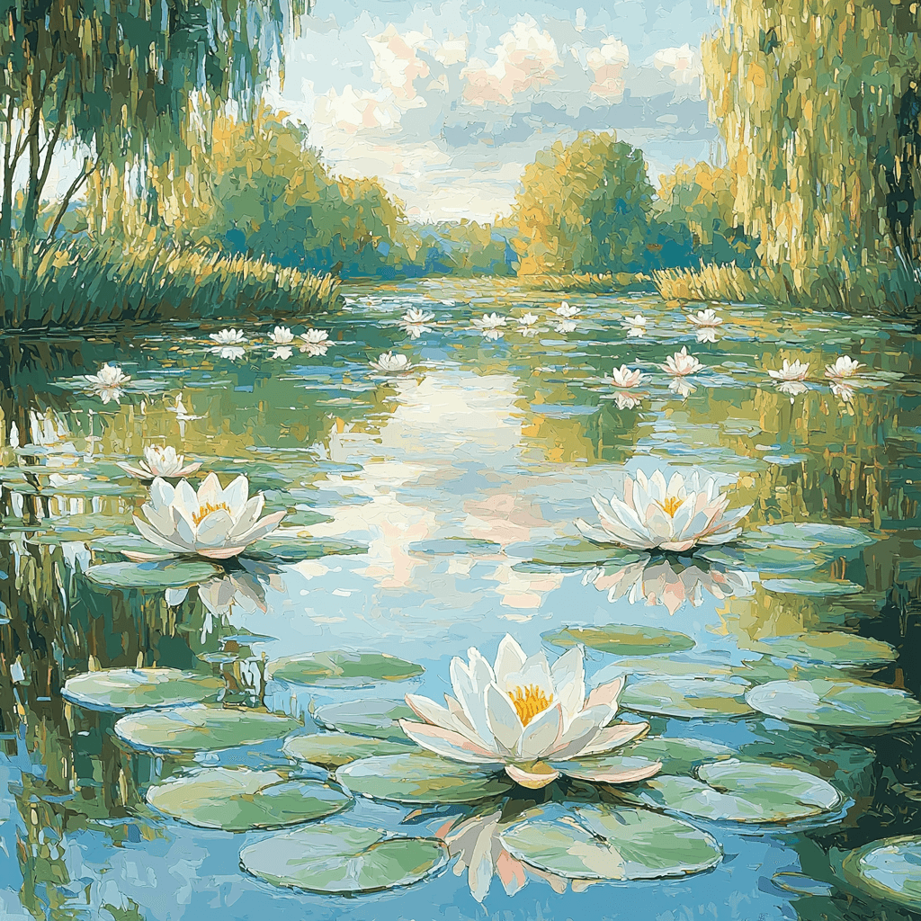 Monet Inspired Water Lilies in the Pond - DIY Painting By Numbers Kit
