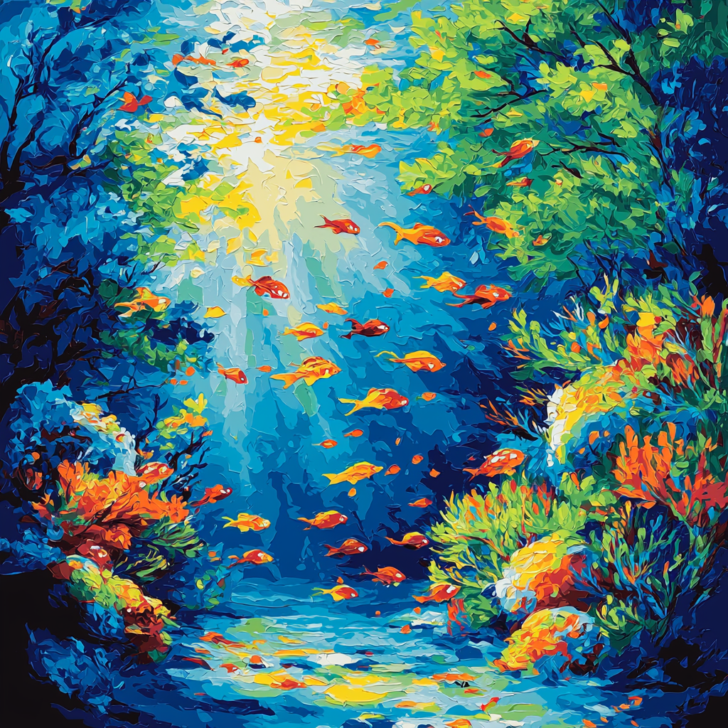 Claude Monet Inspired Whimsical Underwater Symphony - DIY Painting By Numbers Kit