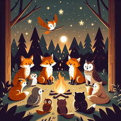 Forest Campfire with Storytelling Animals - DIY Painting By Numbers Kit
