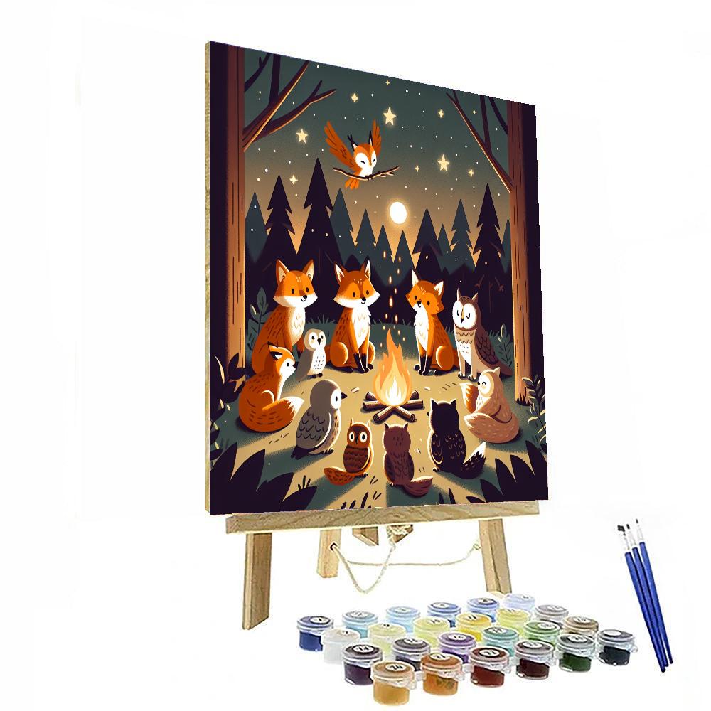 Forest Campfire with Storytelling Animals - DIY Painting By Numbers Kit