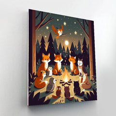 Forest Campfire with Storytelling Animals - DIY Painting By Numbers Kit