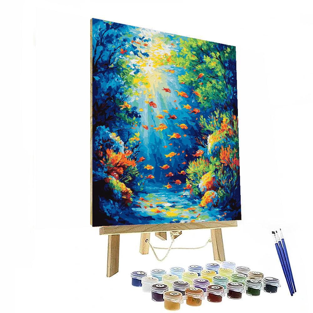 Claude Monet Inspired Whimsical Underwater Symphony - DIY Painting By Numbers Kit