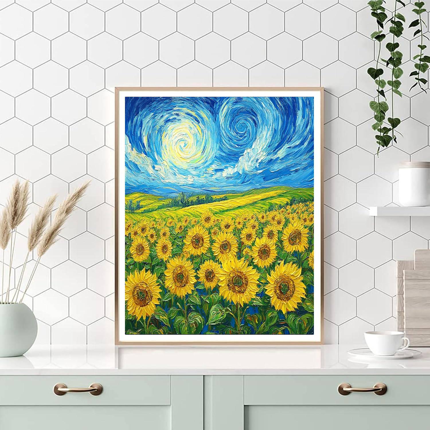 Van Gogh Inspired Sunflower Fields - DIY Painting By Numbers Kit