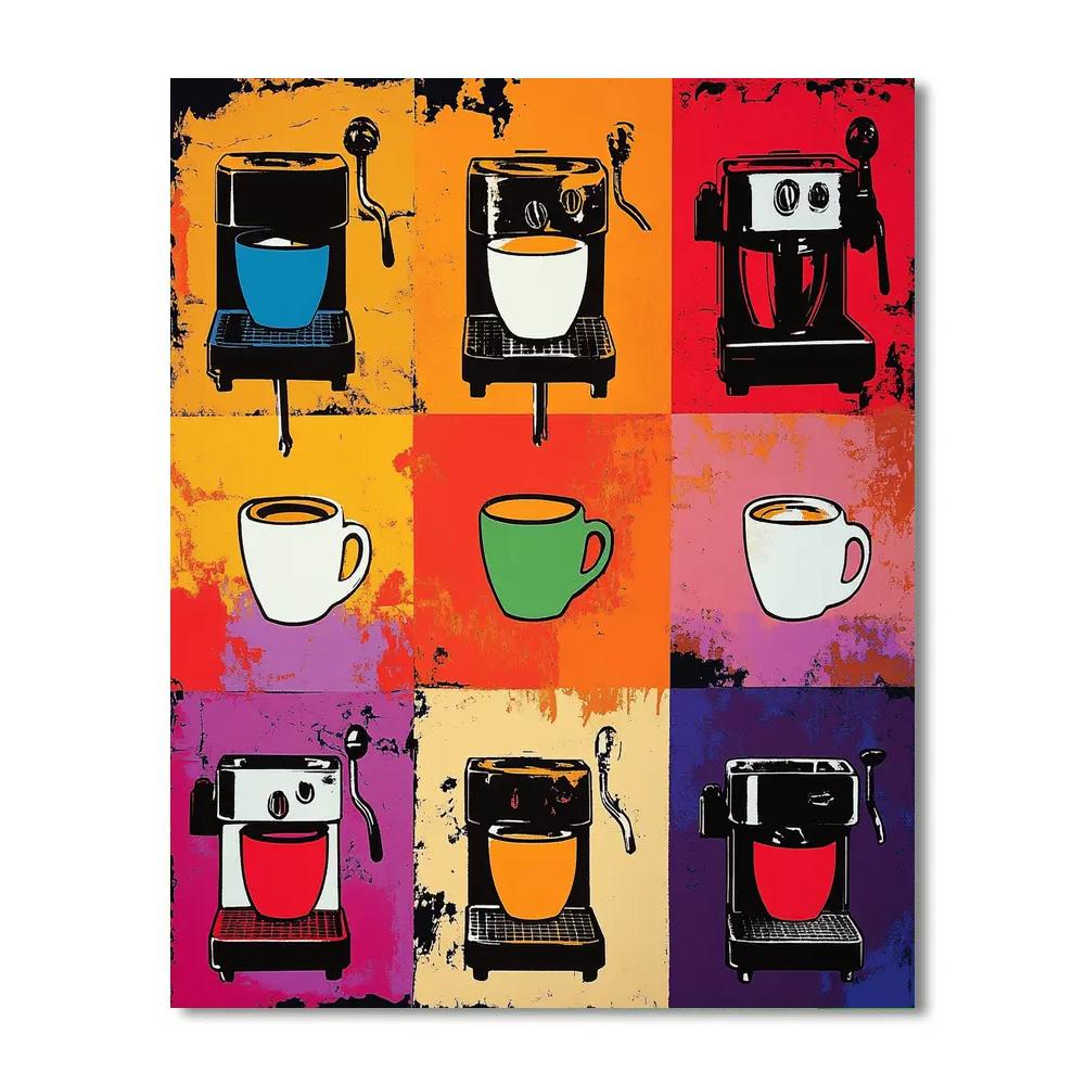 Andy Warhol Inspired Pop Art Coffee Culture - DIY Painting By Numbers Kit