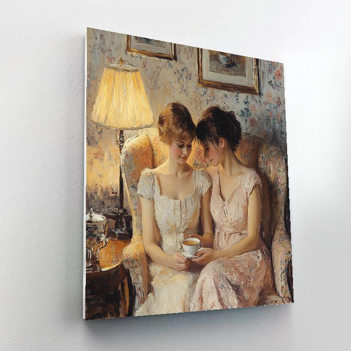 Mary Cassatt Inspired Friends With Tea Indoors - DIY Painting By Numbers Kit