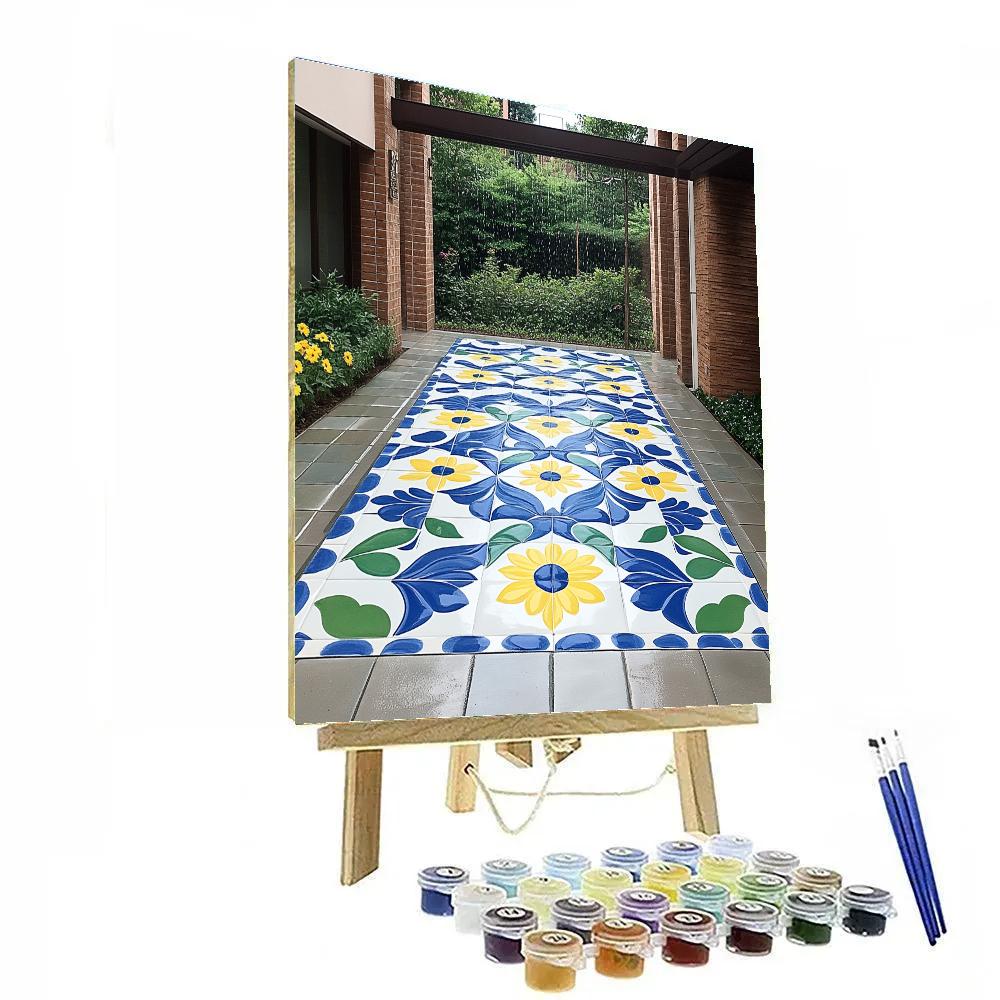 Frida Kahlo Inspired Talavera Rain Mosaic - DIY Painting By Numbers Kit