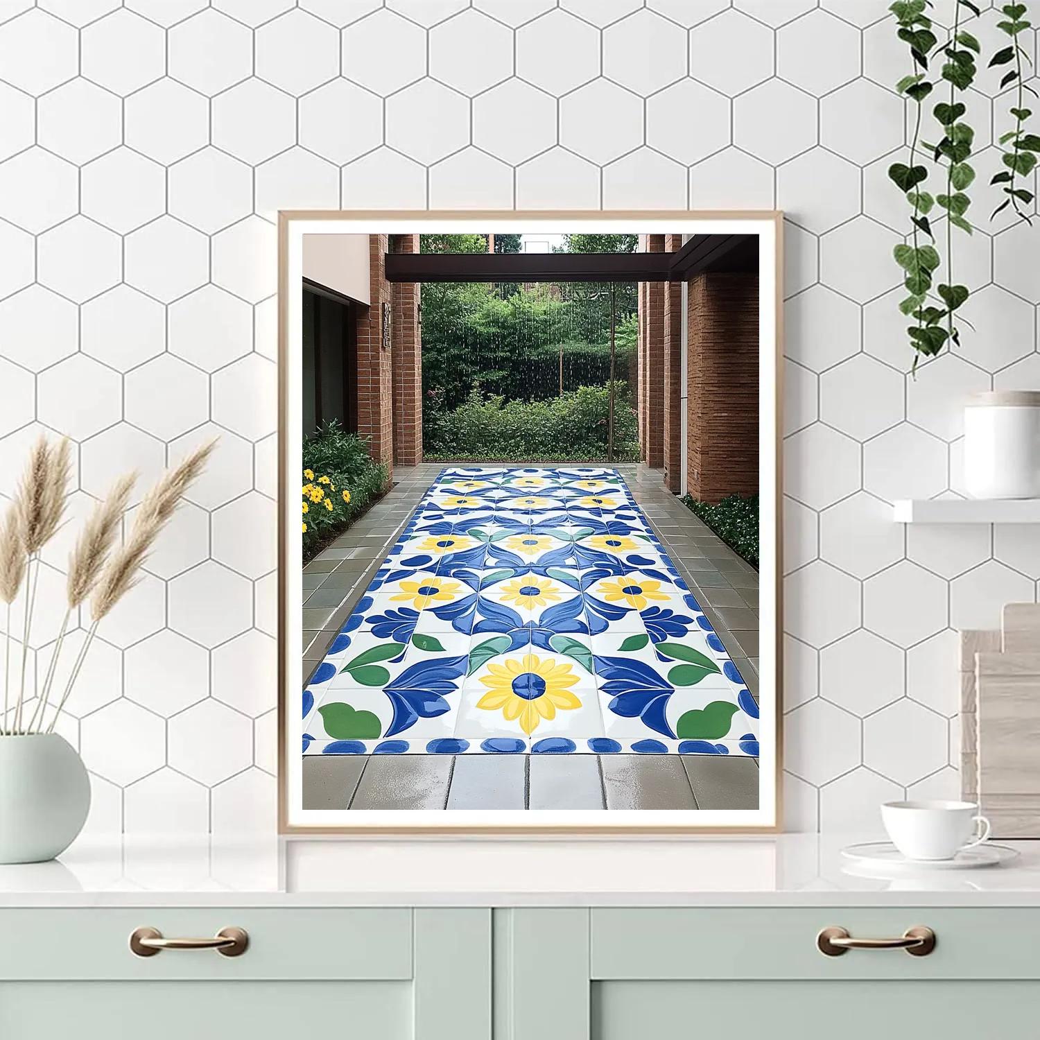Frida Kahlo Inspired Talavera Rain Mosaic - DIY Painting By Numbers Kit