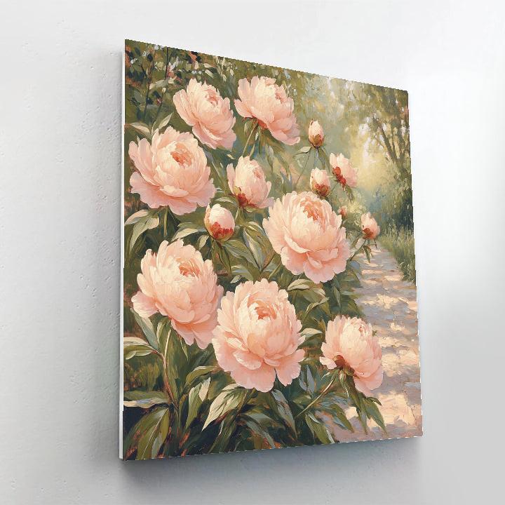 Claude Monet Inspired Peony Border in Afternoon Light - DIY Painting By Numbers Kit