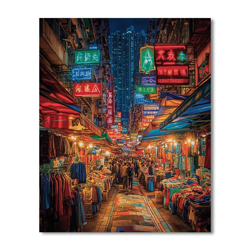 Hong Kong Mong Kok Street Market Hong Kong China - DIY Painting By Numbers Kit