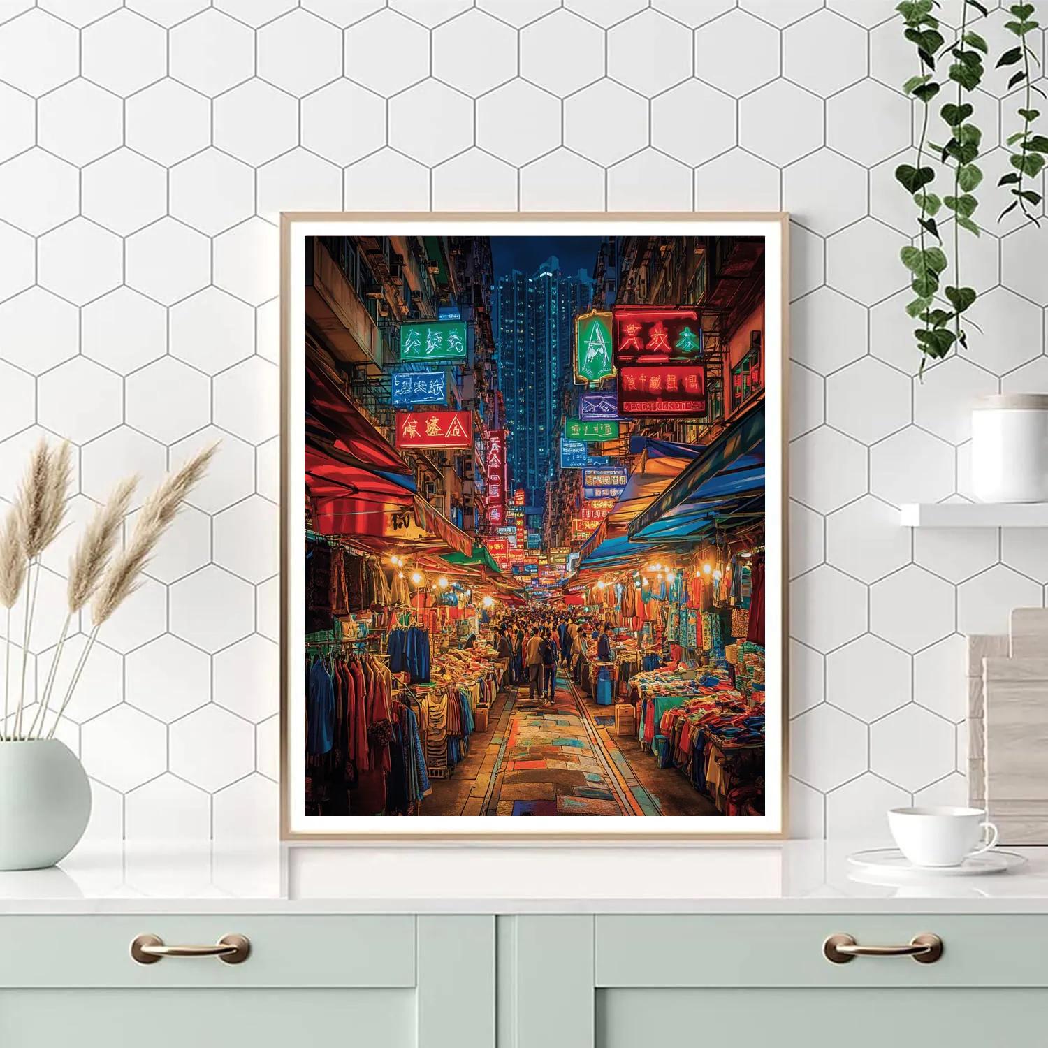 Hong Kong Mong Kok Street Market Hong Kong China - DIY Painting By Numbers Kit