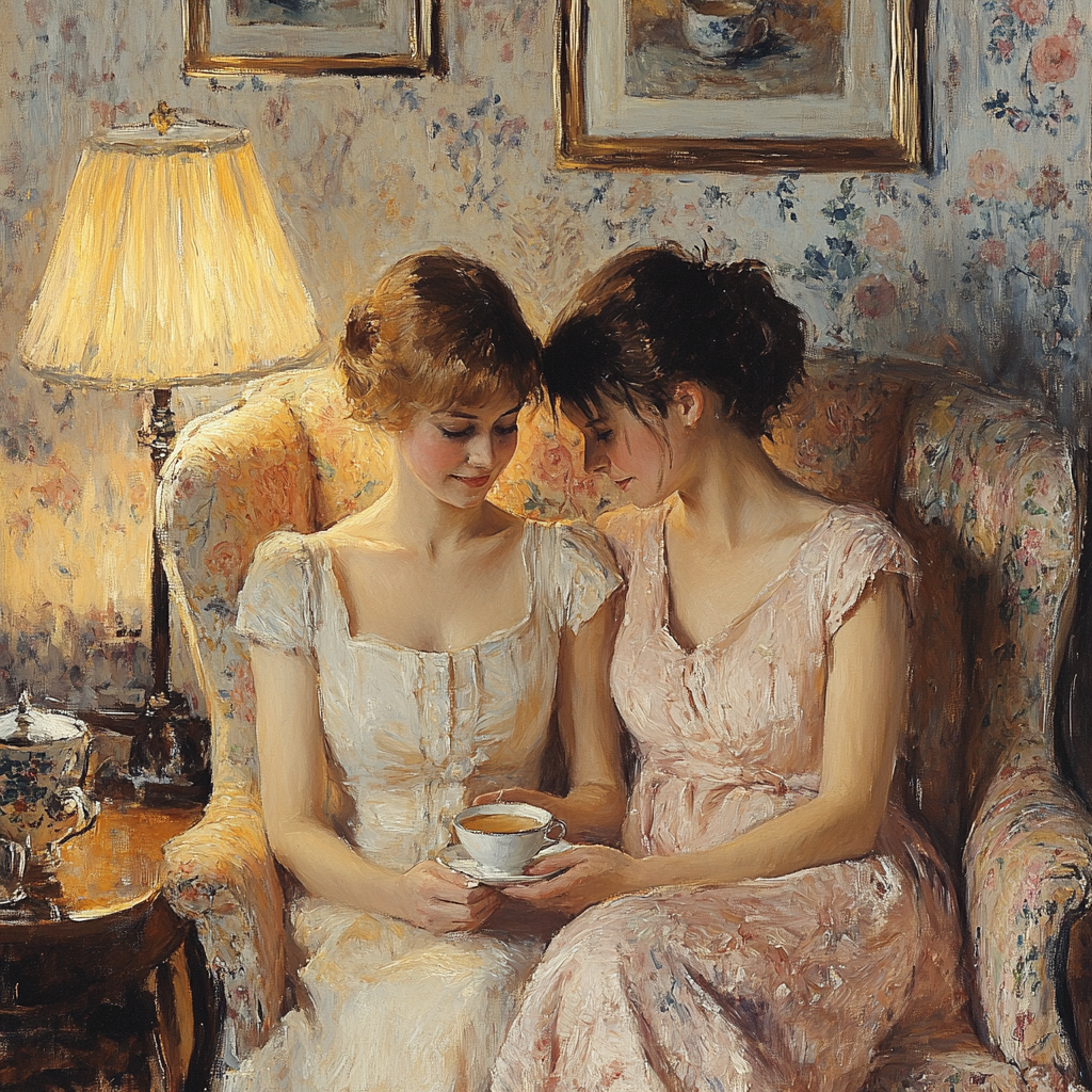 Mary Cassatt Inspired Friends With Tea Indoors - DIY Painting By Numbers Kit