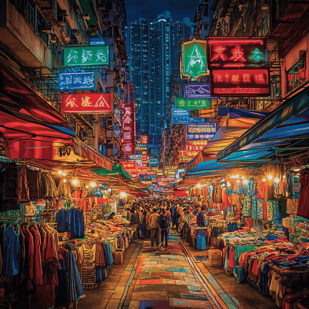 Hong Kong Mong Kok Street Market Hong Kong China - DIY Painting By Numbers Kit