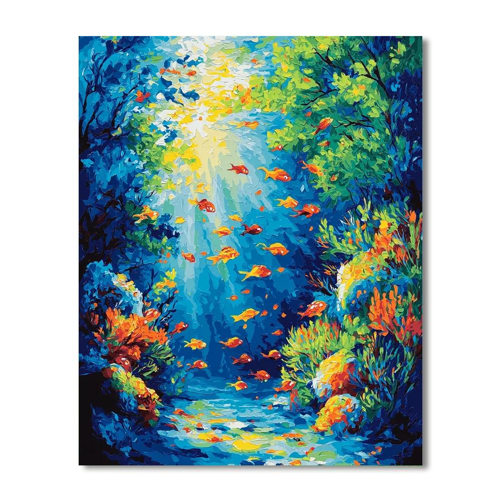Claude Monet Inspired Whimsical Underwater Symphony - DIY Painting By Numbers Kit