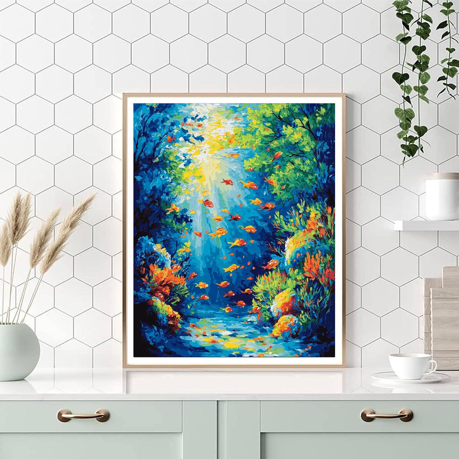 Claude Monet Inspired Whimsical Underwater Symphony - DIY Painting By Numbers Kit