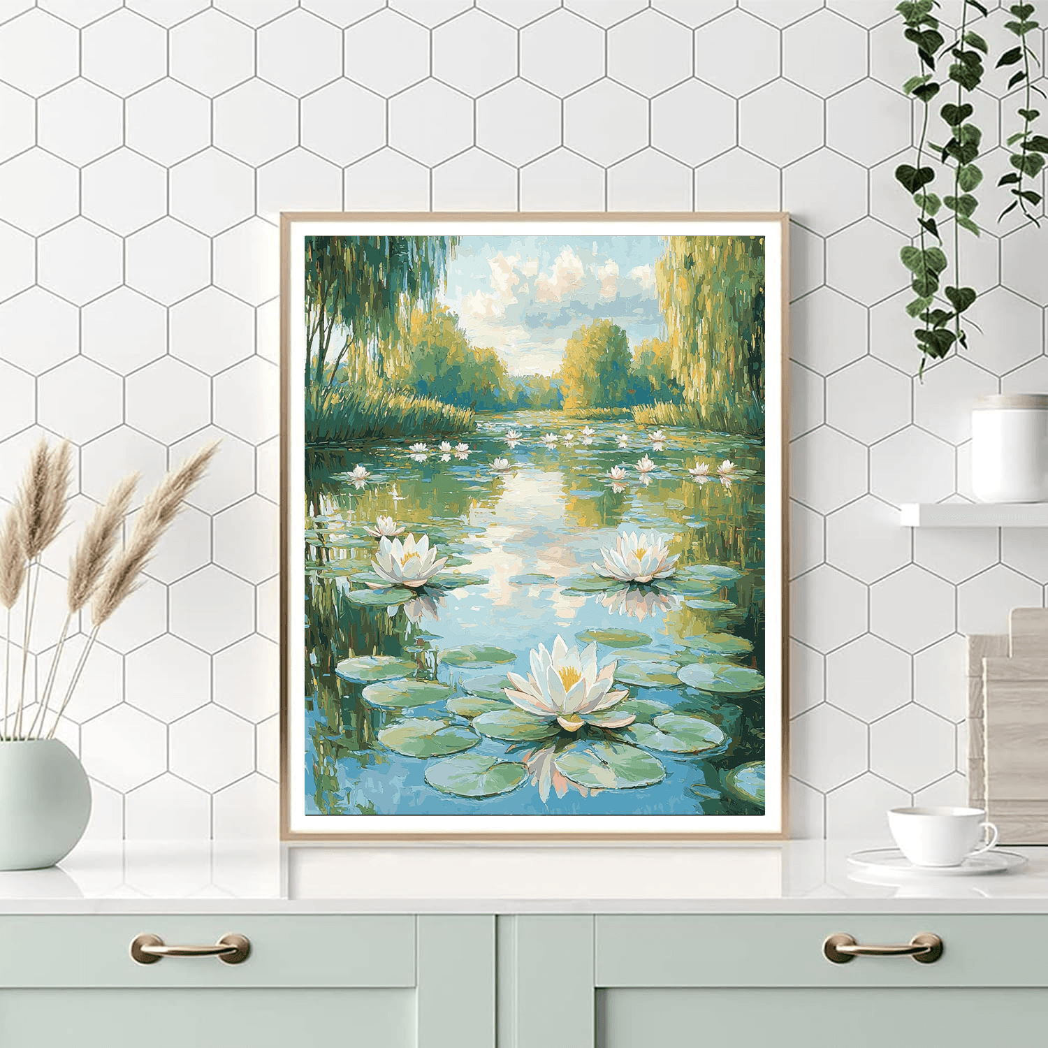 Monet Inspired Water Lilies in the Pond - DIY Painting By Numbers Kit