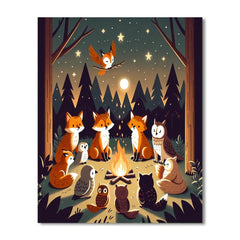 Forest Campfire with Storytelling Animals - DIY Painting By Numbers Kit