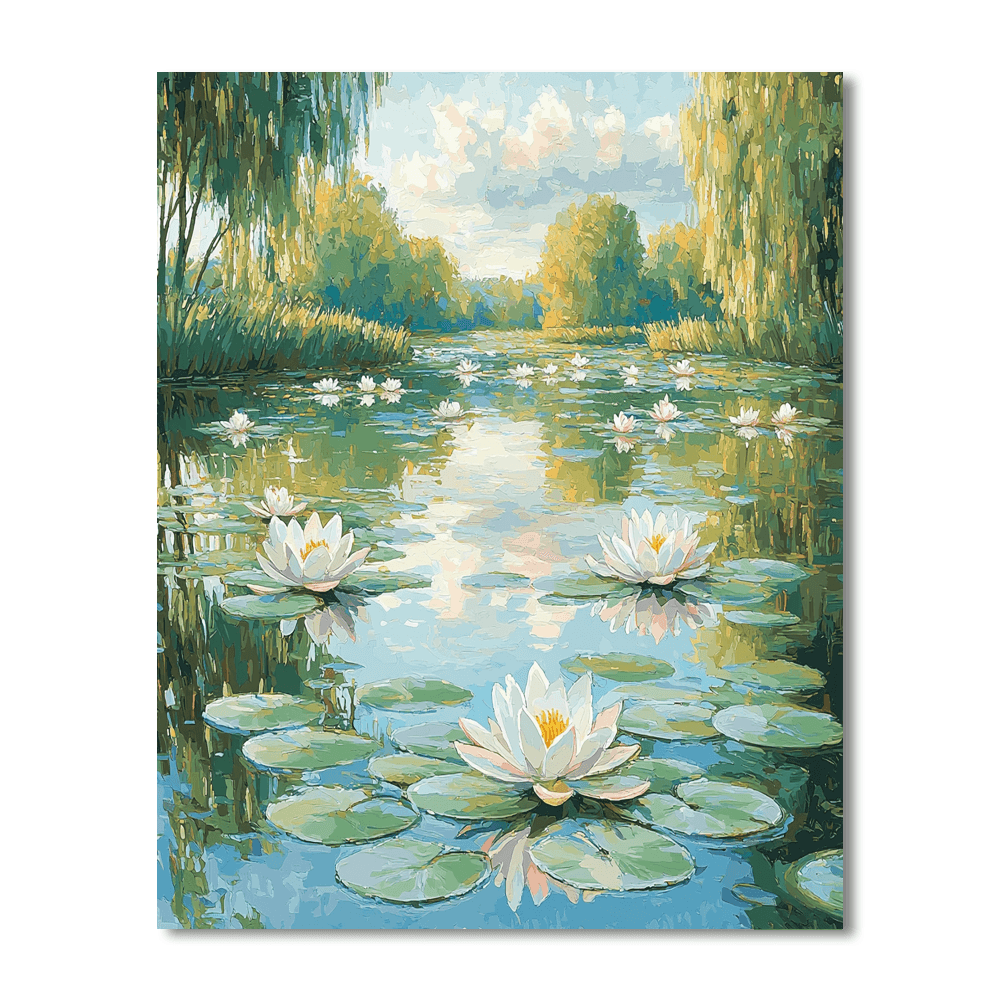 Monet Inspired Water Lilies in the Pond - DIY Painting By Numbers Kit